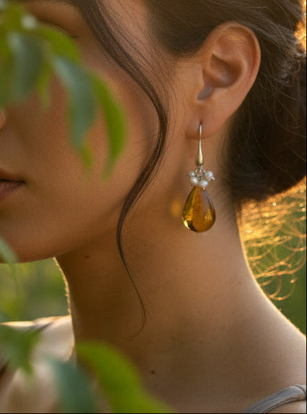Aretes Lagrima Almendra Perlitas