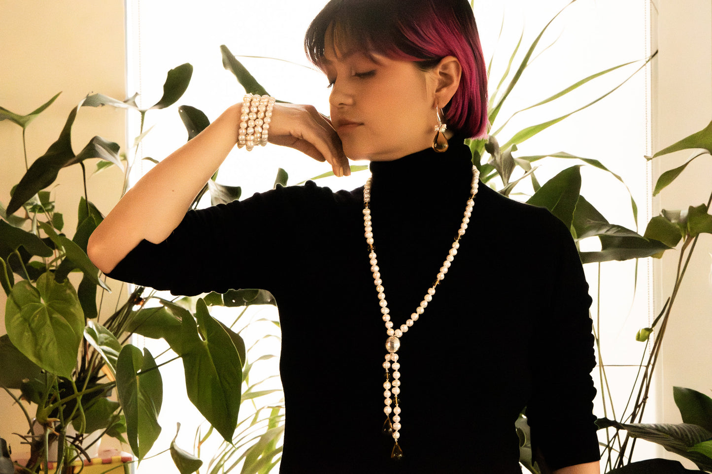 Collar Corbata Perla