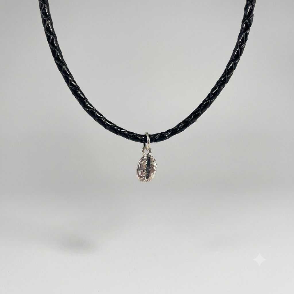Collar Cuero Trenzado Café