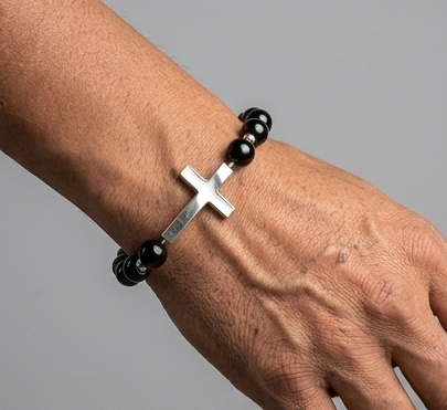 Pulsera Cruz Plata onix
