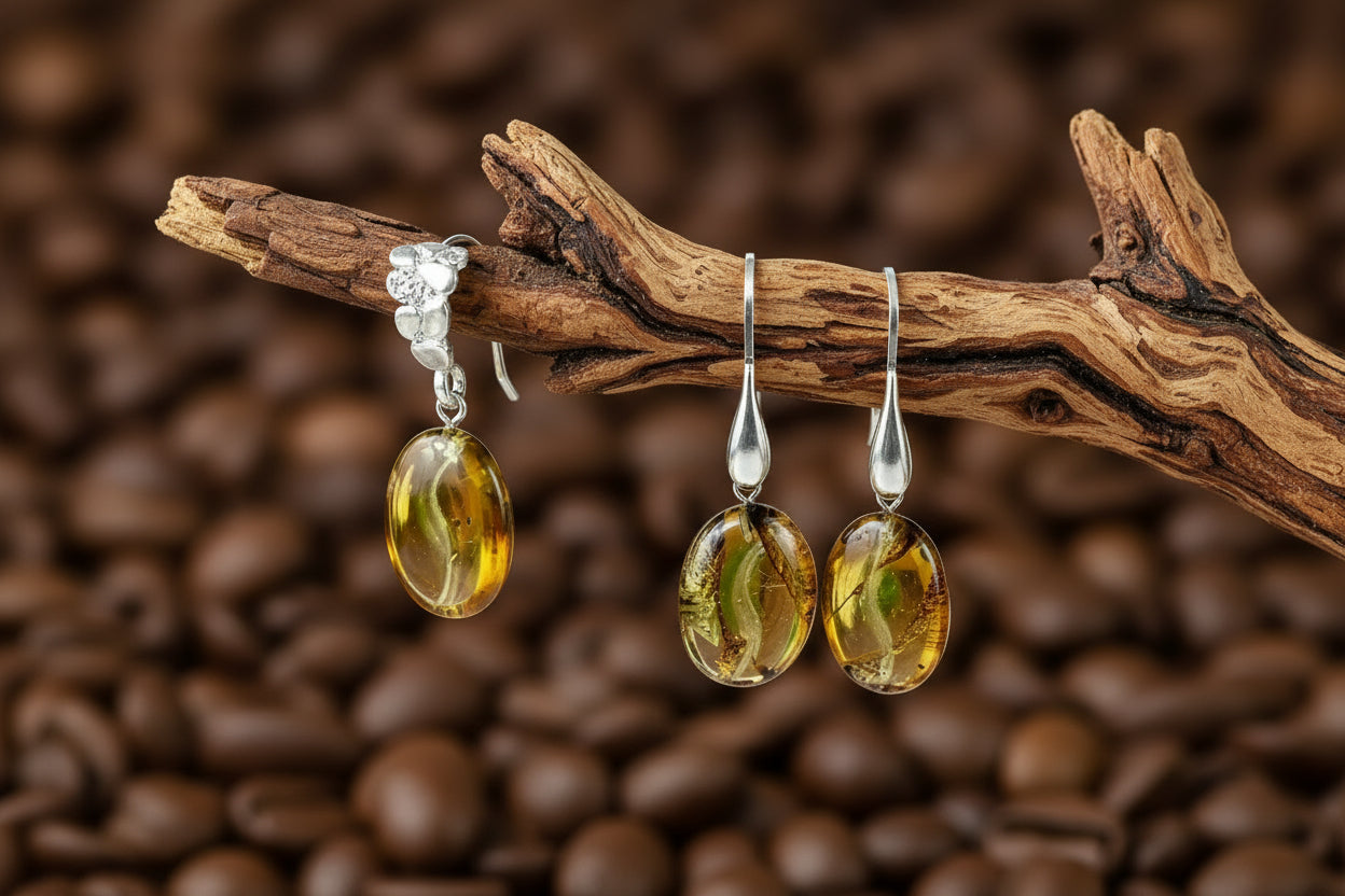 Aretes Grano Cafe Ámbar