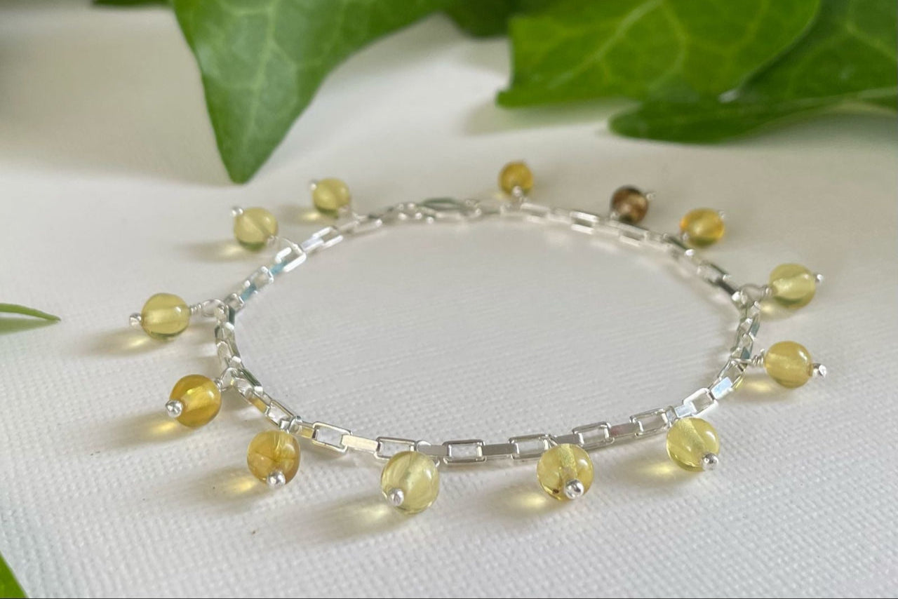 Pulsera cuadro cadena ambar