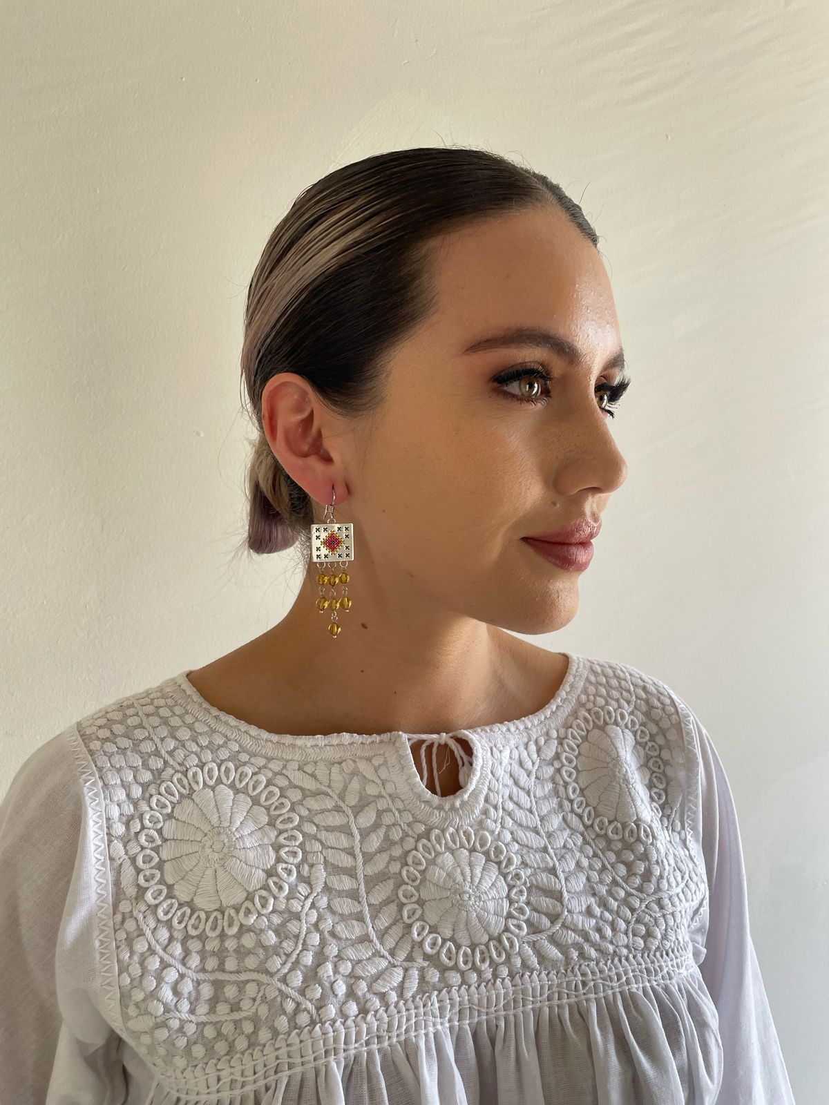 Arete Cuadro morado cascada