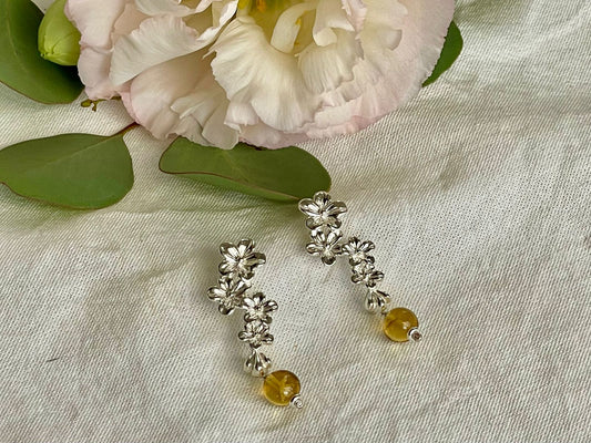 Arete flor cerezo ámbar