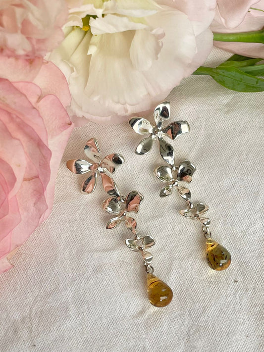 Arete 3 flores gotita