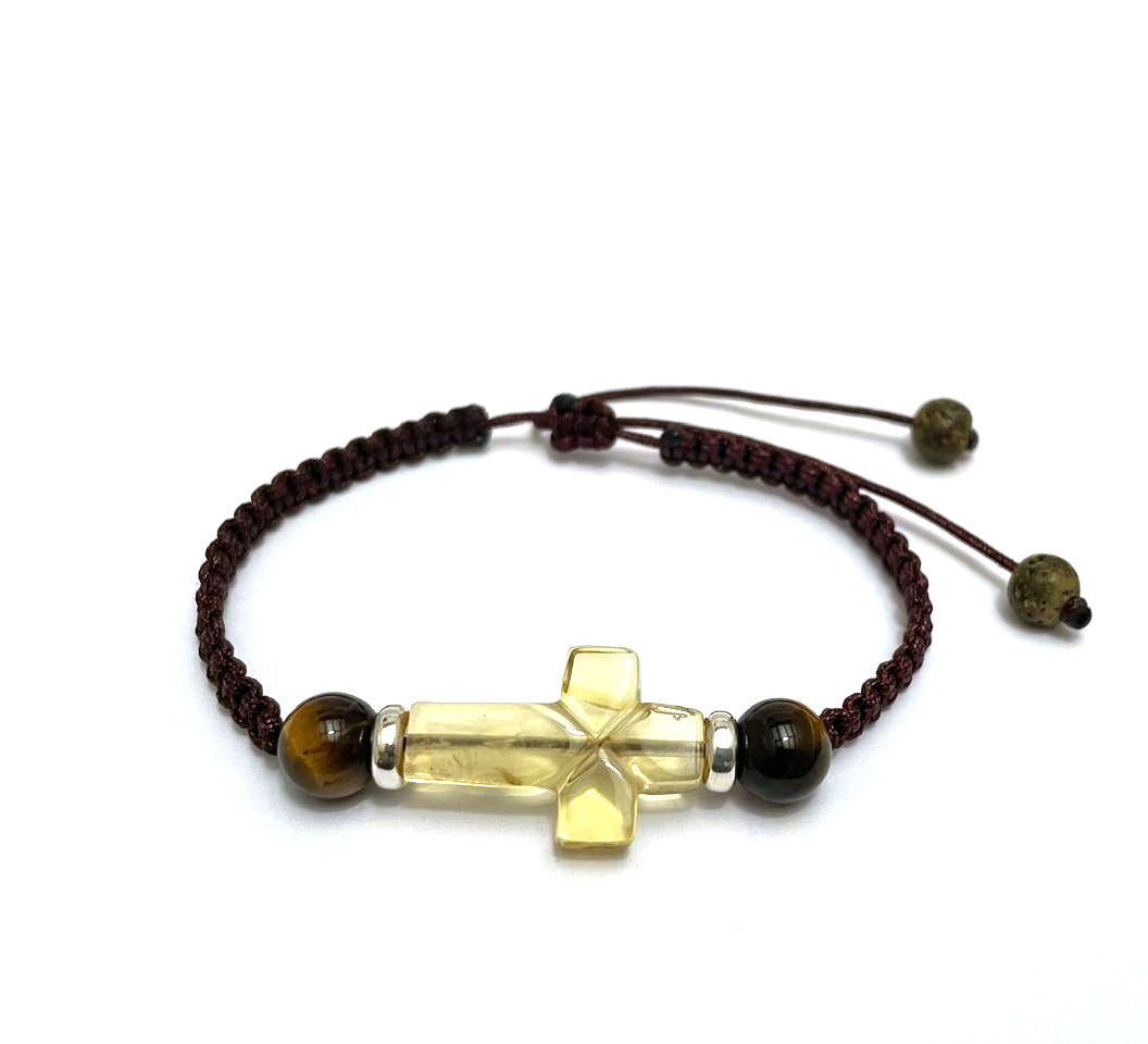 Pulsera Cruz Ojo de Tigre