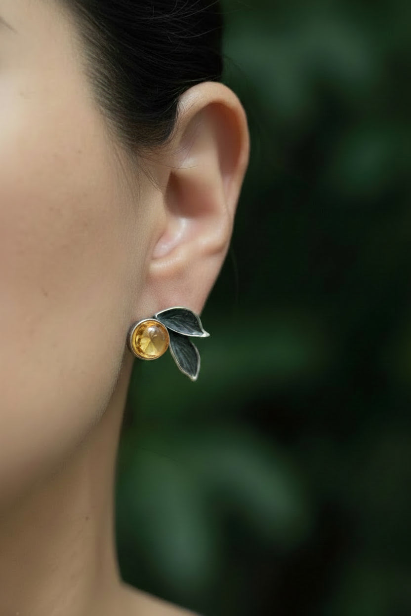 ARETE 2 HOJAS AMBAR