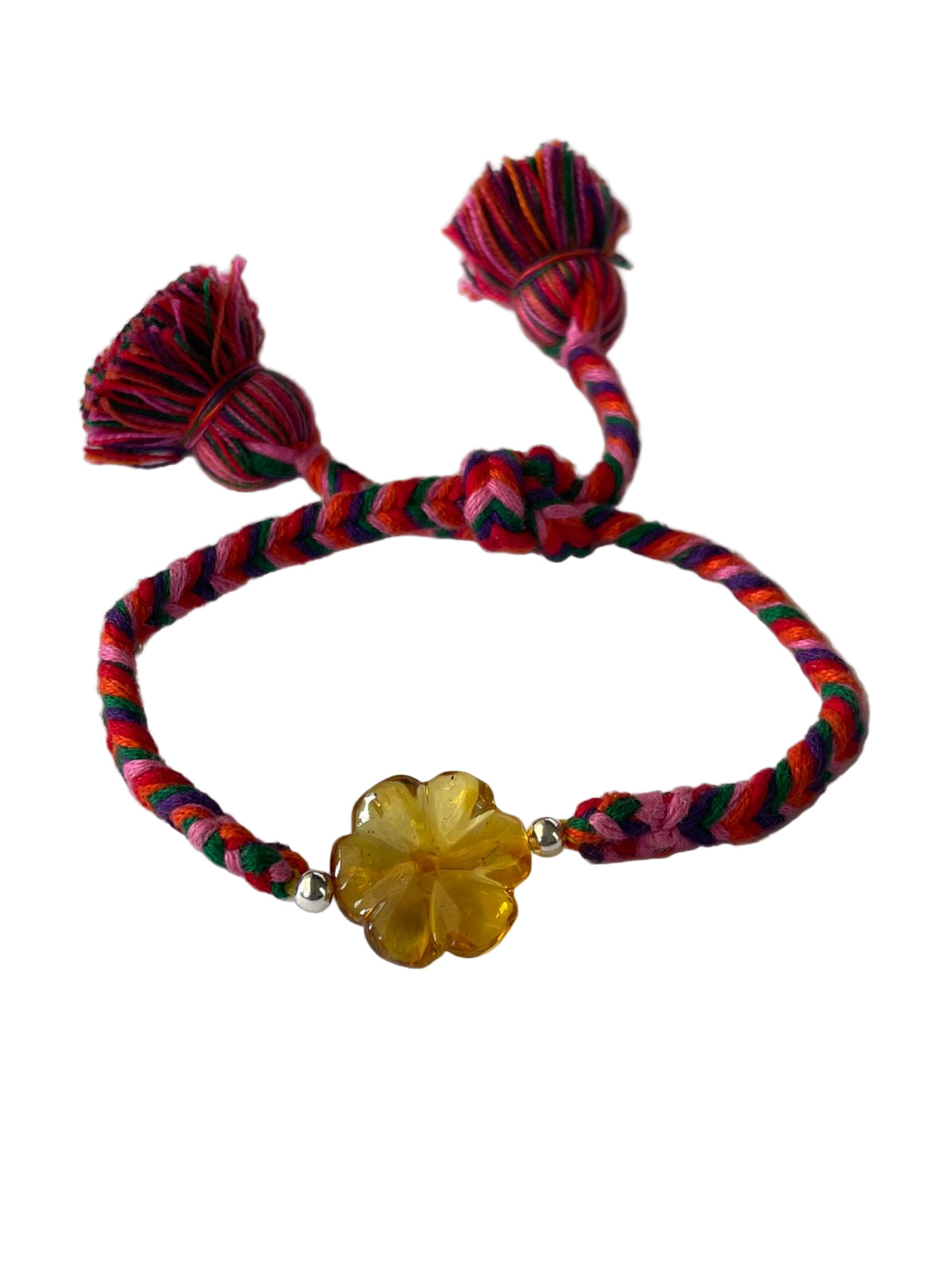 Pulsera Ámbar Flor Borlas