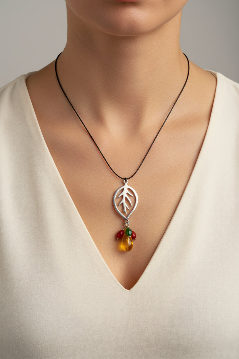 Colorful Leaf Drop Necklace