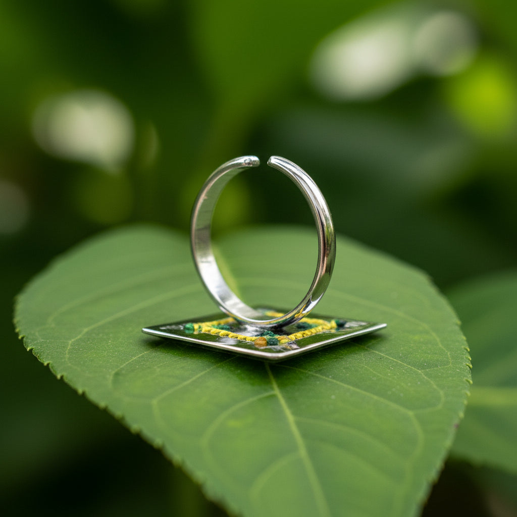 Anillo cuadro amarillo
