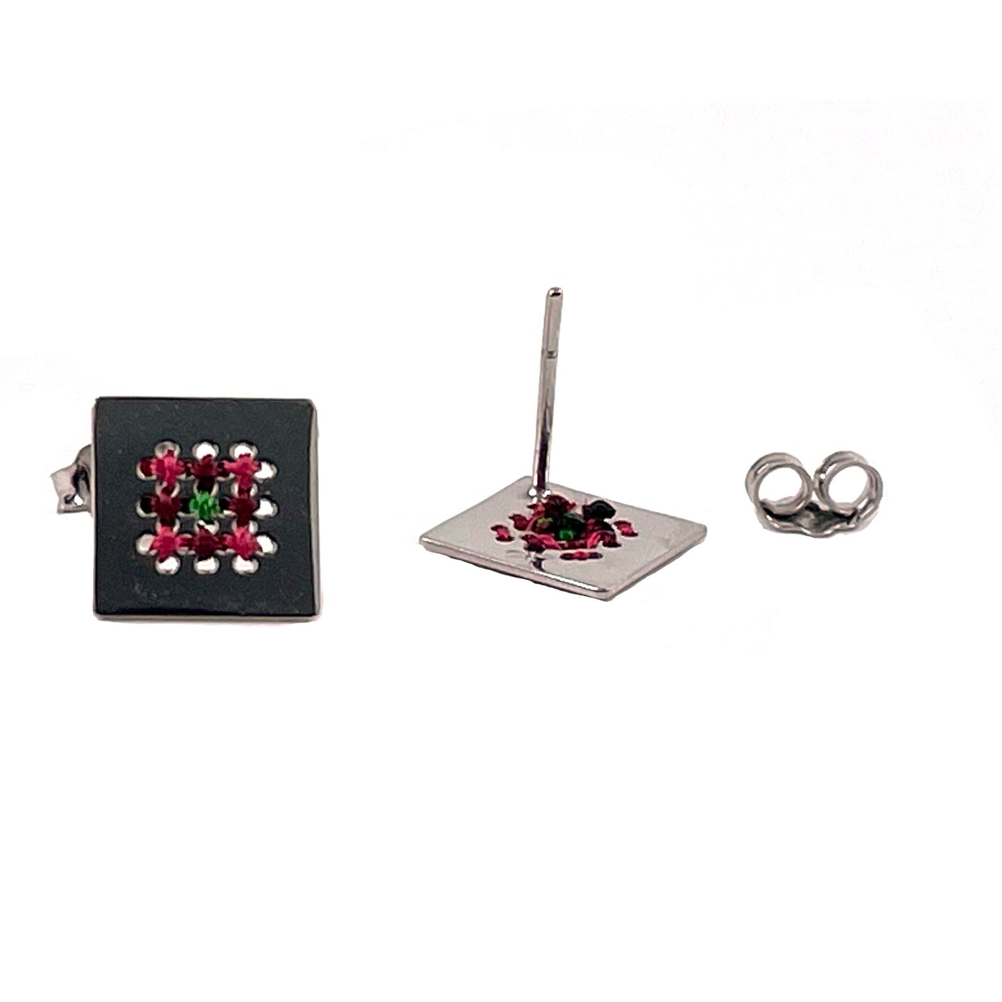 Arete Rombo rosa/vino