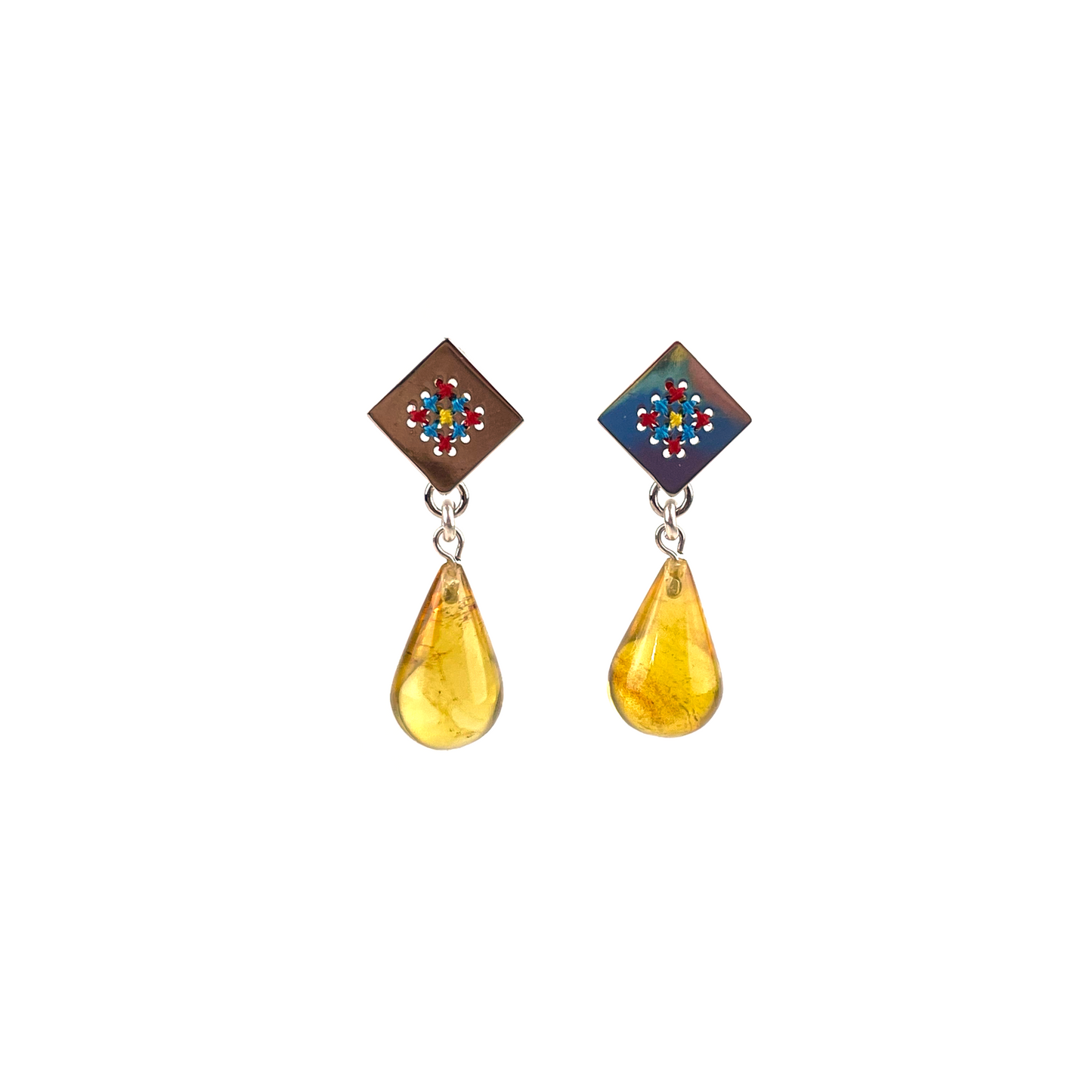 Arete Rombo azul gota