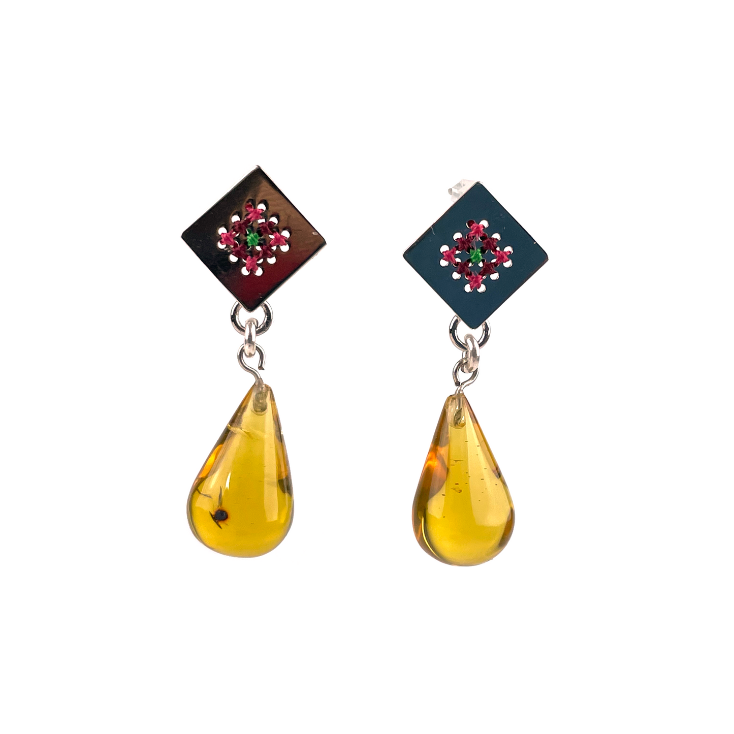 Arete Rombo rosa gota