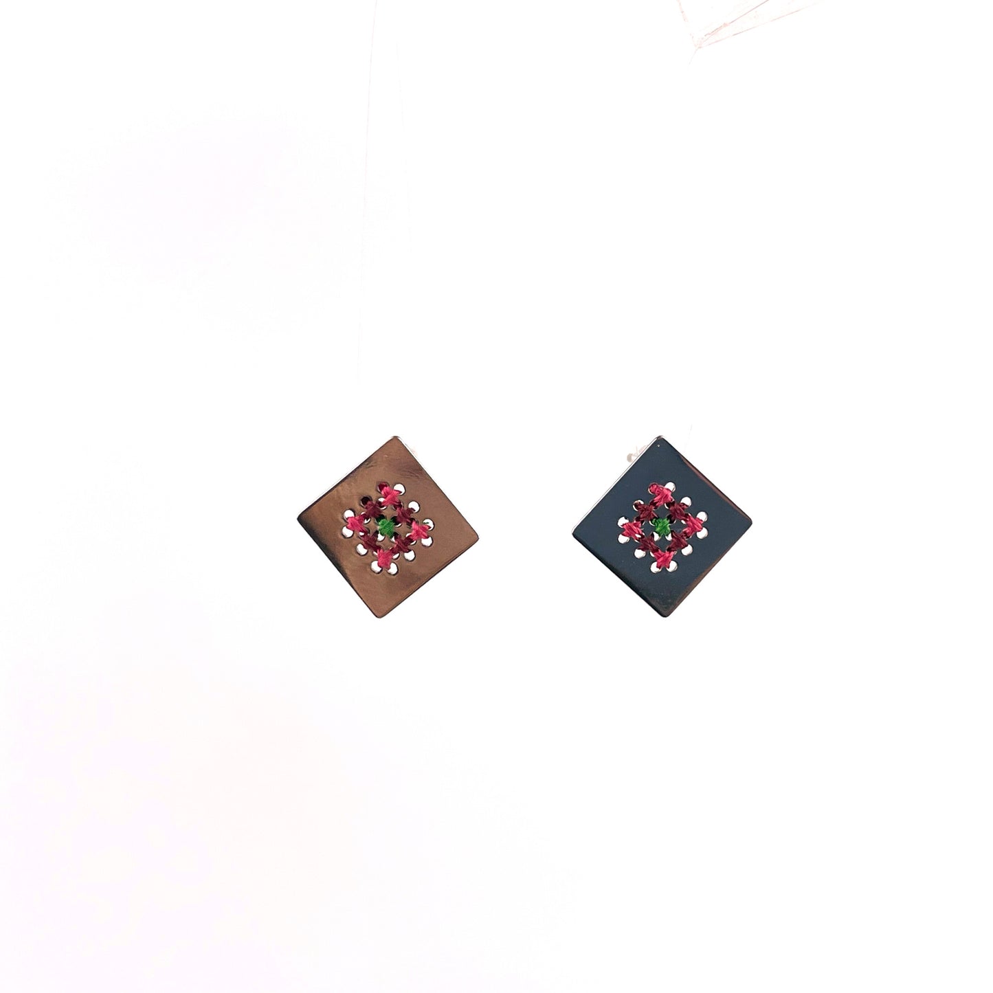 Arete Rombo rosa/vino