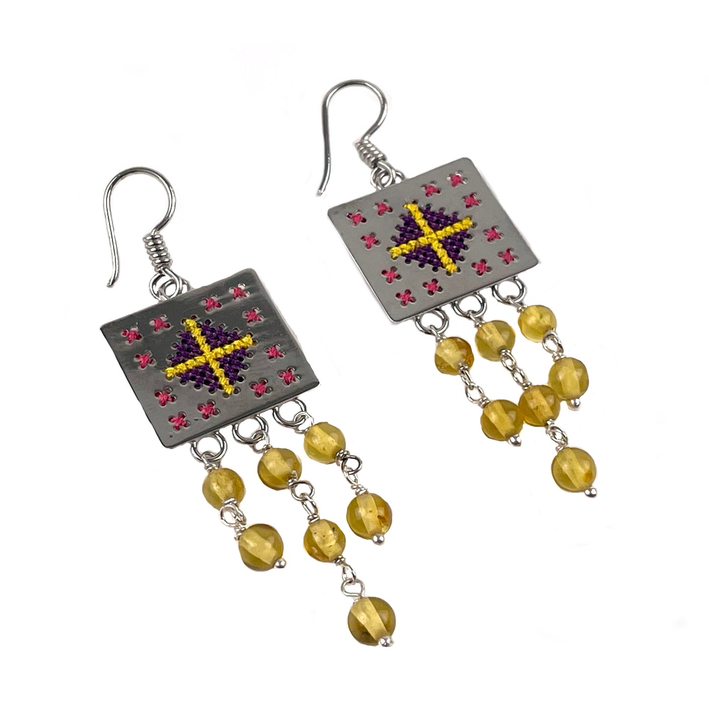 Arete Cuadro morado cascada