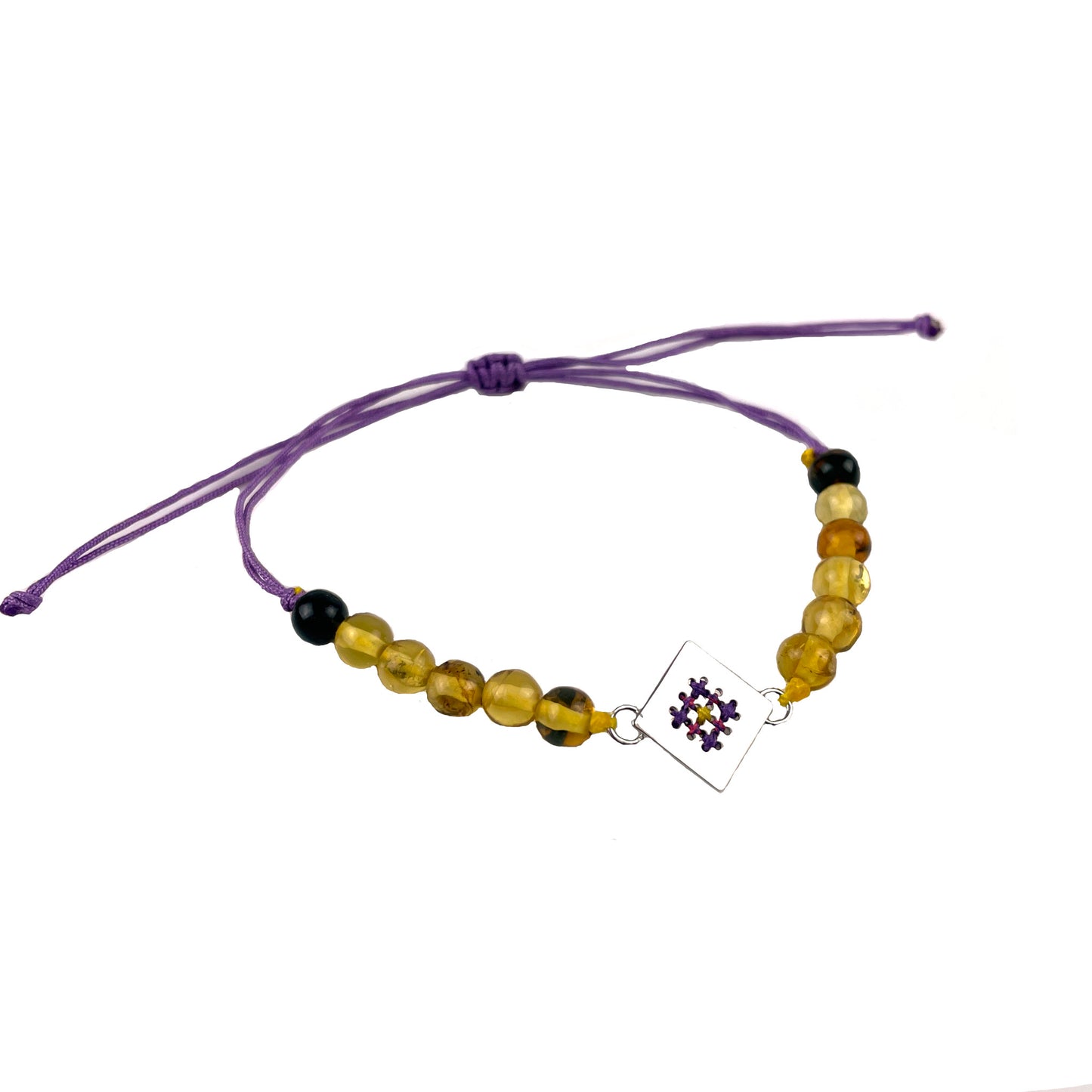 Pulsera lila bolitas rombo