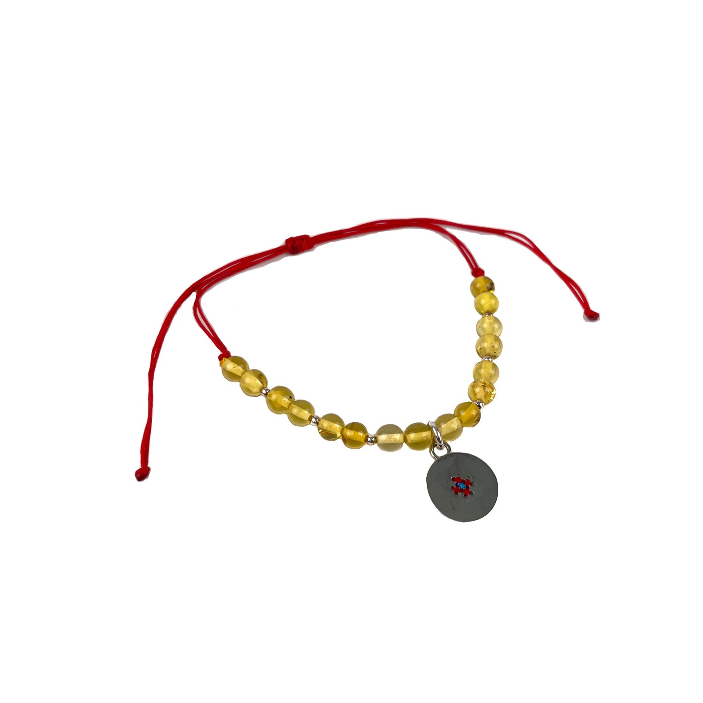 Pulsera rojo circulo bolitas