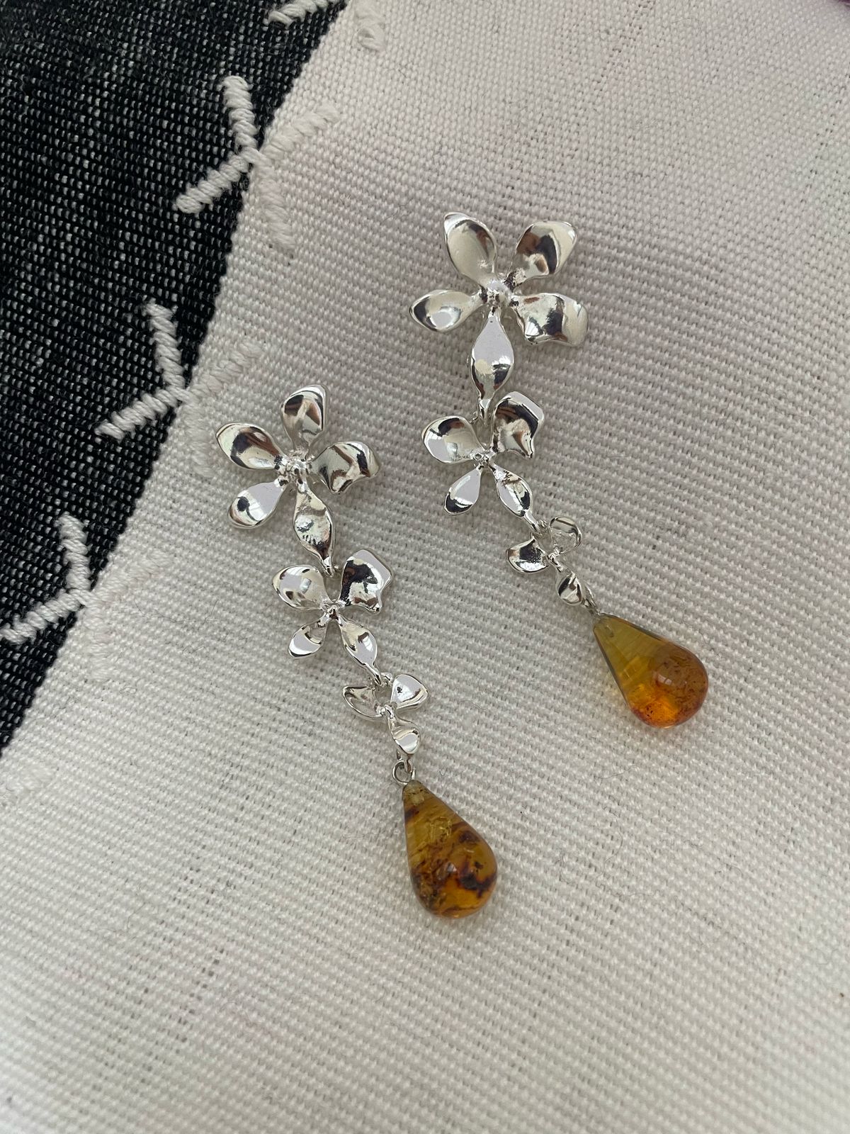 Arete 3 flores gotita
