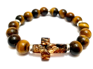 Pulsera Ojo de Tigre Cruz