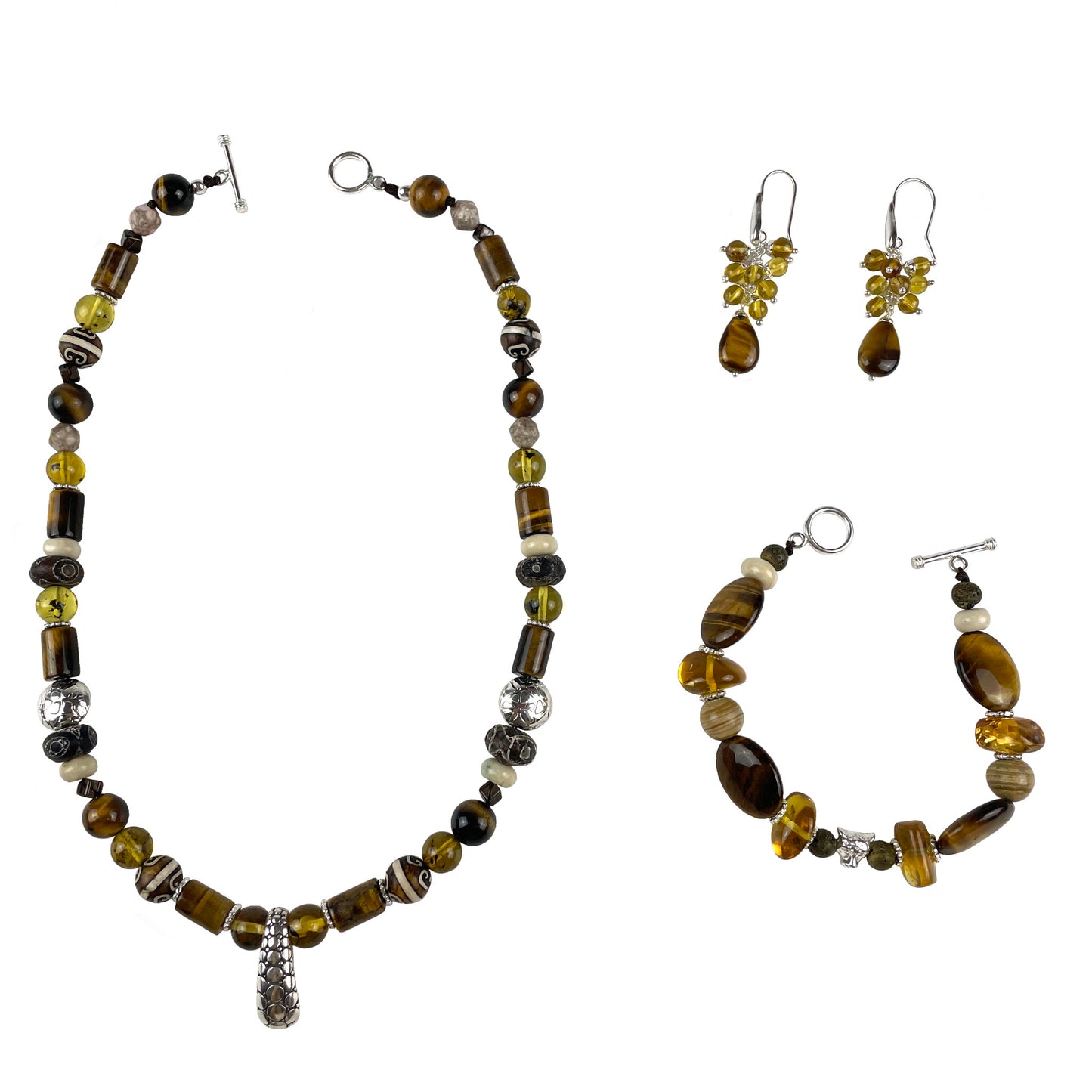 Aretes Ojo de Tigre Esferitas