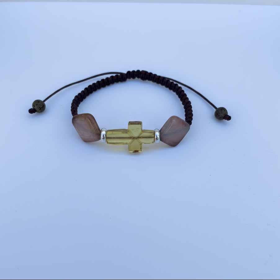 Pulsera Cruz Ambar piedras