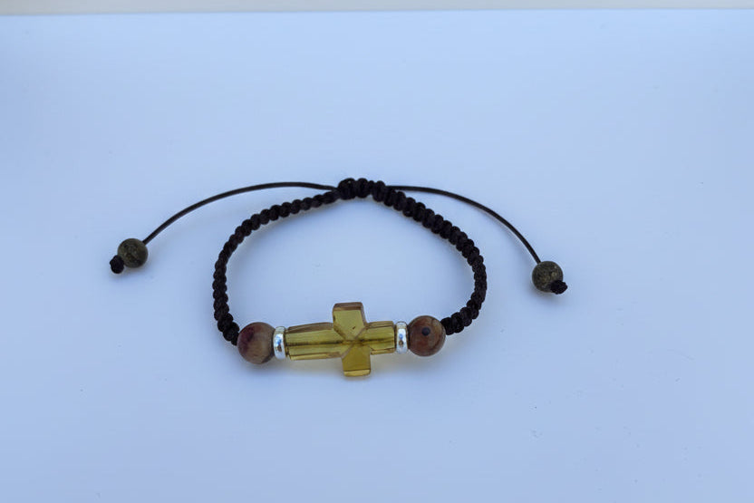 Pulsera Cruz Ambar piedras