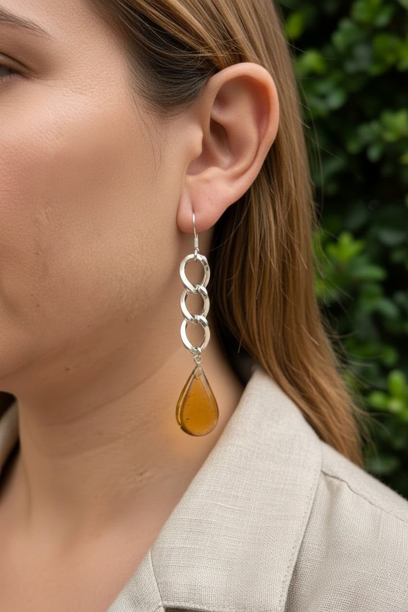 XL ALMOND CHAIN EARRING
