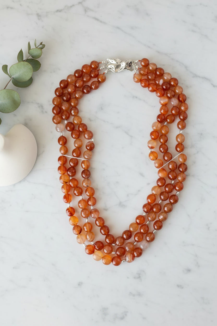 COLLAR TRIPLE CORNALINA