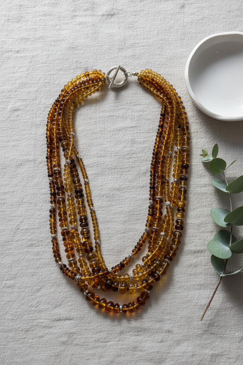 COLLAR 5 HILOS AMBAR DONA