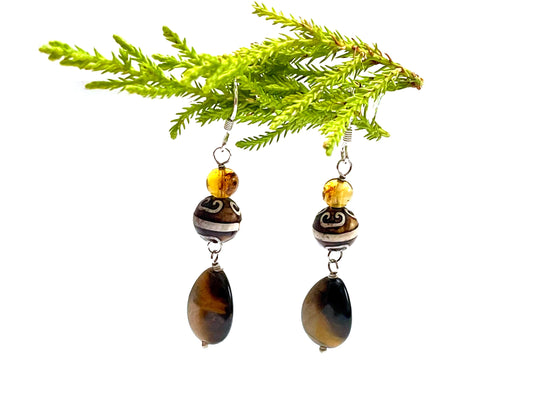 Aretes agata ojo de tigre