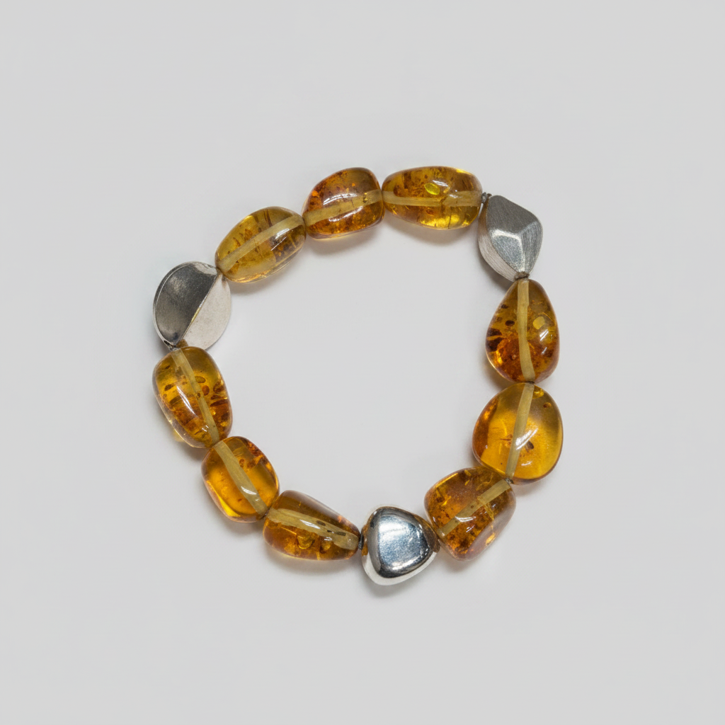 PULSERA AMBAR NATURAL 3 PLATA