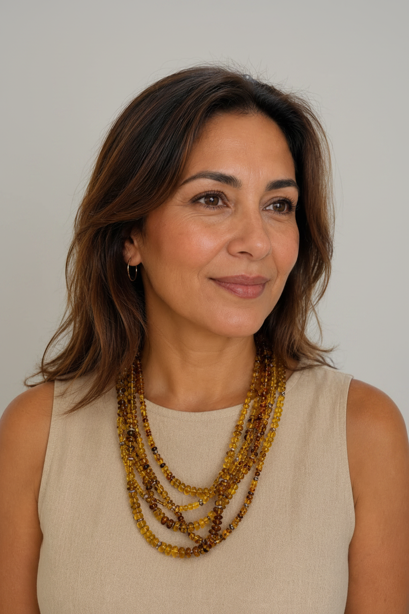 COLLAR 5 HILOS AMBAR DONA
