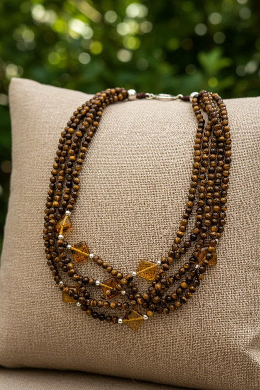 Collar 5 hilos Ojo de Tigre