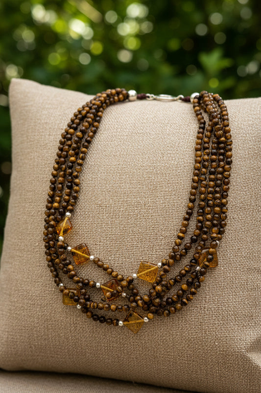 Collar 5 hilos Ojo de Tigre