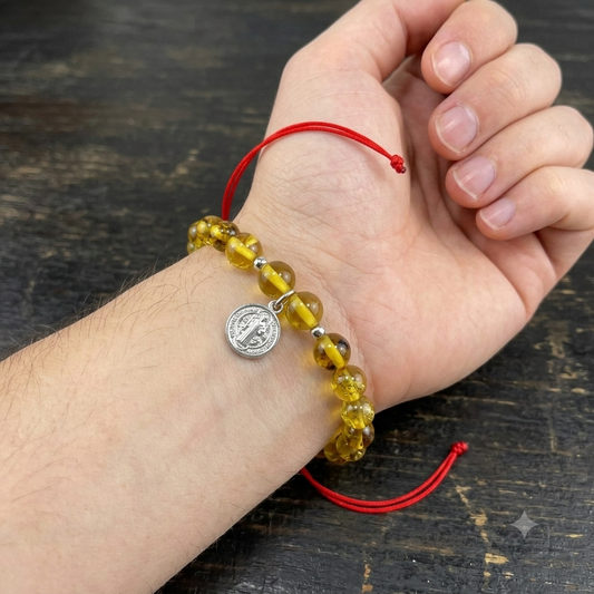 Pulsera San Benito Bolitas Ambar Ajustable