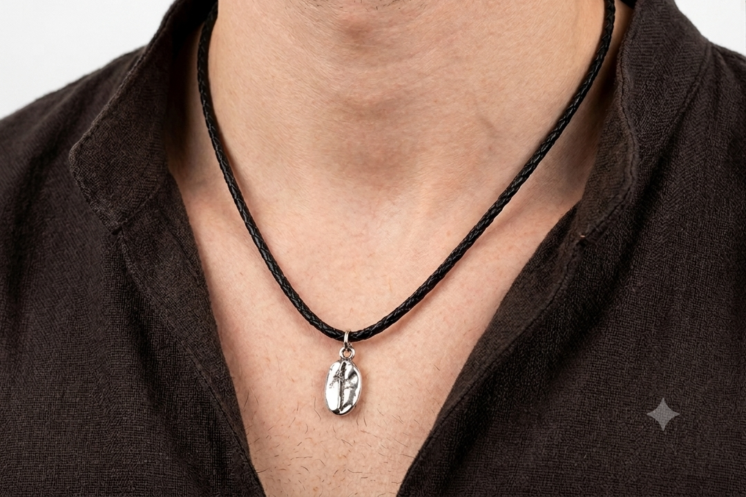 Collar Cuero Trenzado Café