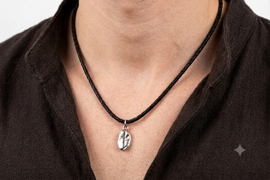 Collar Cuero Trenzado Café