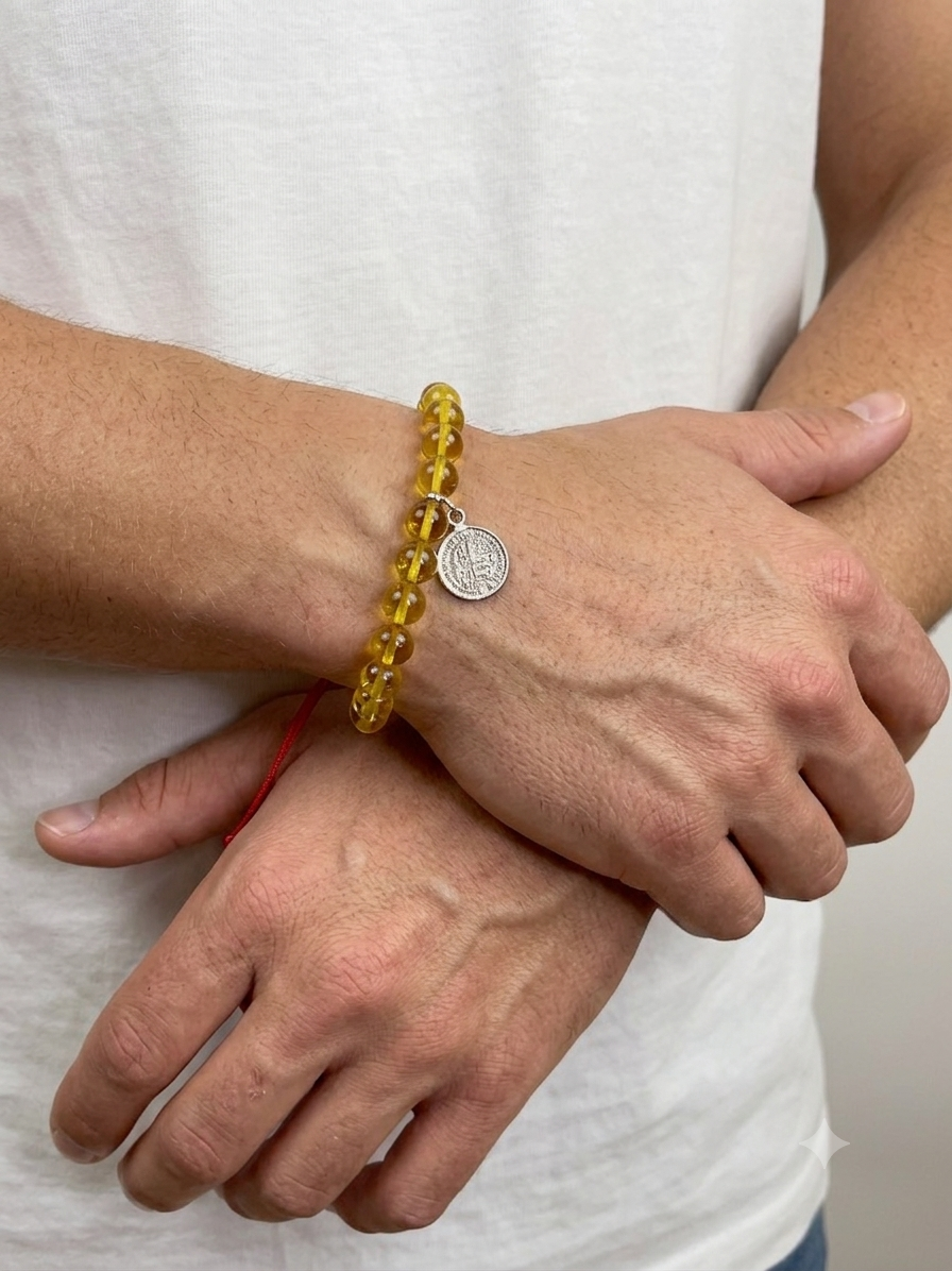 Pulsera San Benito Bolitas Ambar Ajustable