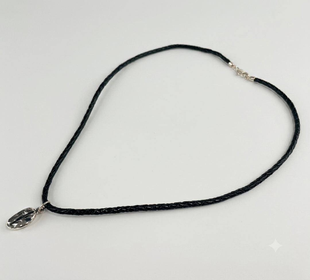 Collar Cuero Trenzado Café