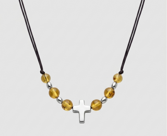COLLAR ESFERA AMBAR CRUZ