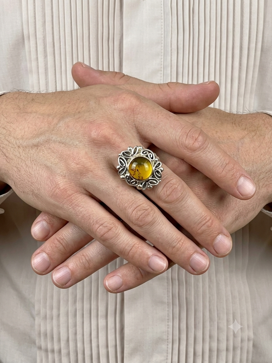 ANILLO BARROCO AMBAR CIRCULAR