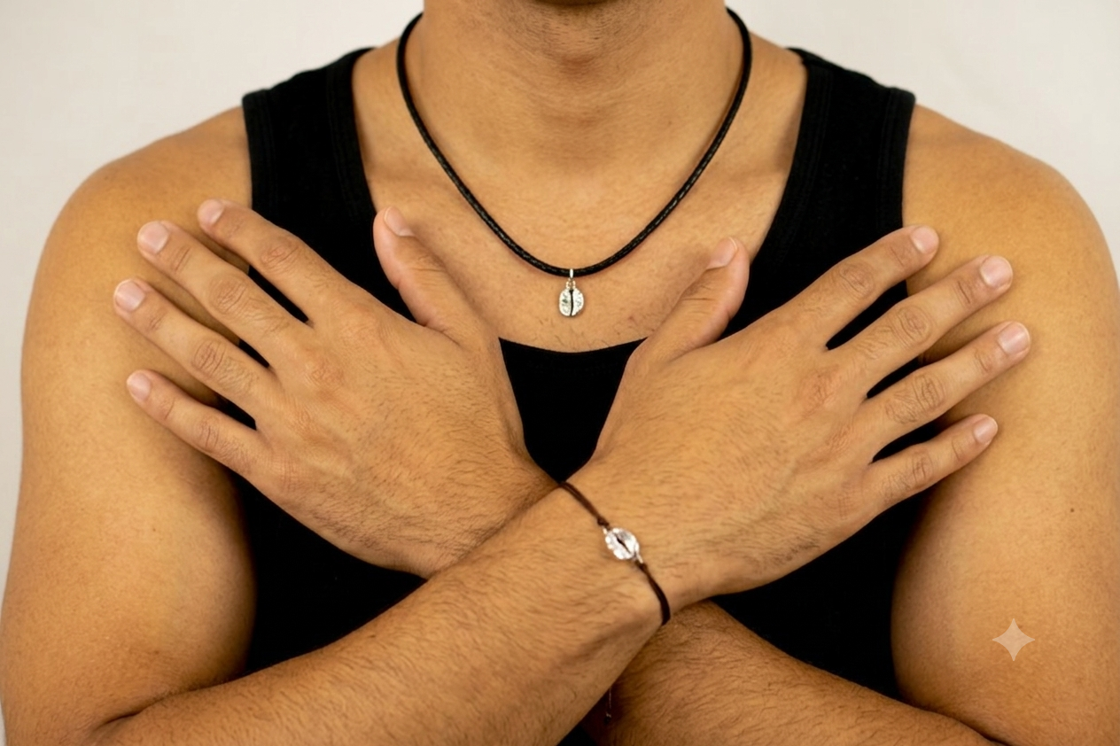 Collar Cuero Trenzado Café