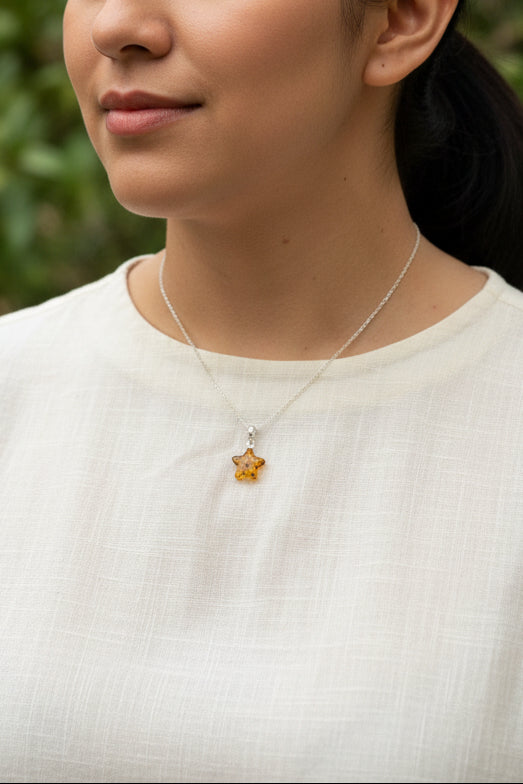 Cadena dije estrella en ámbar