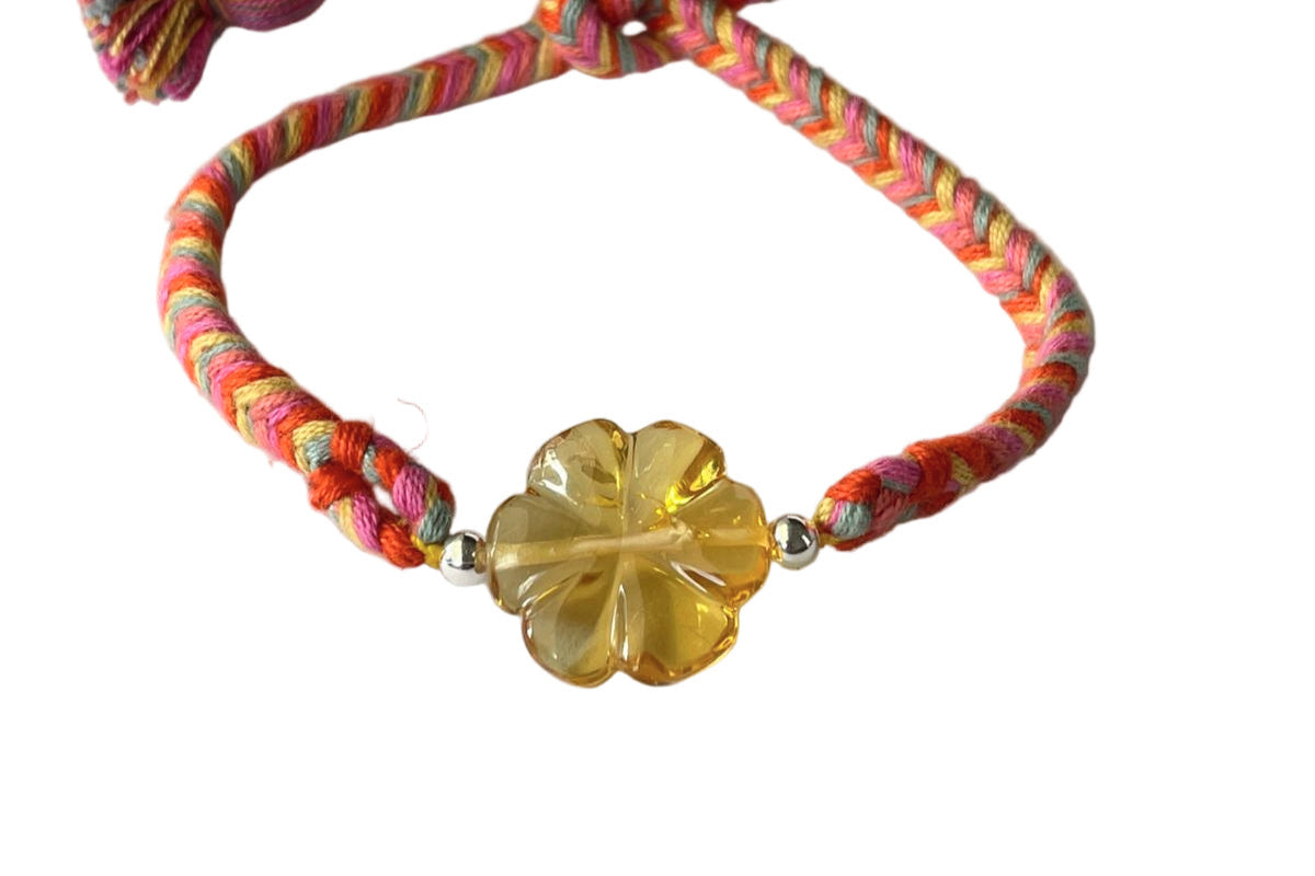 Pulsera Ámbar Flor Borlas