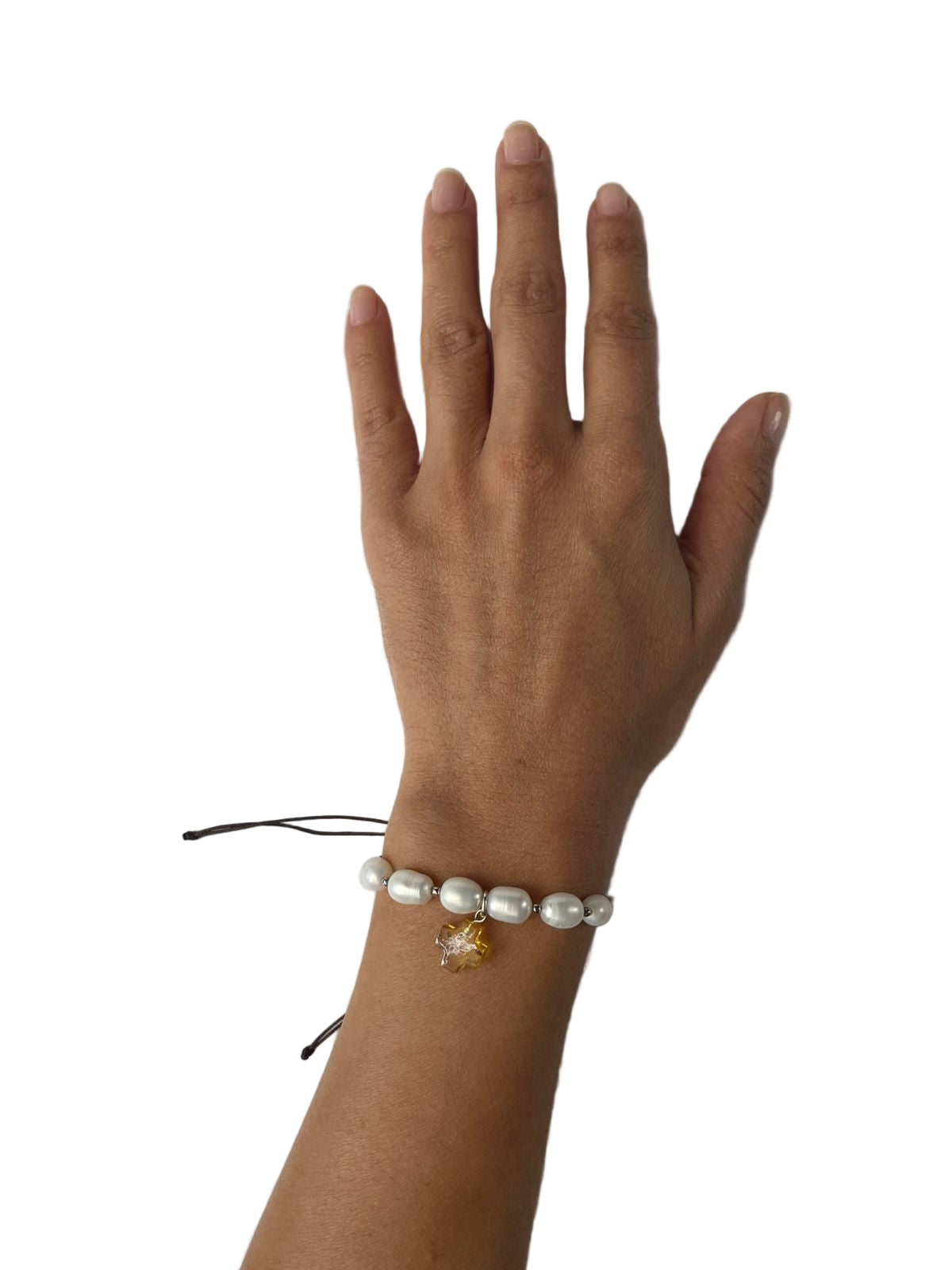 Pulsera Perla Cruz Ajustable