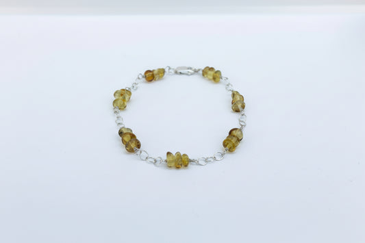 Pulsera cadena 3 chip ambar