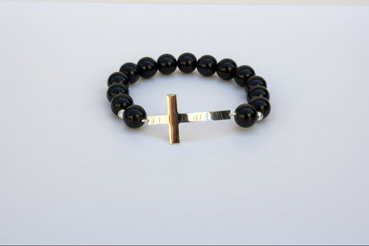 Pulsera Cruz Plata onix