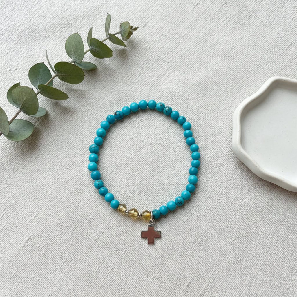Pulsera Elástica Turquesa Dijes