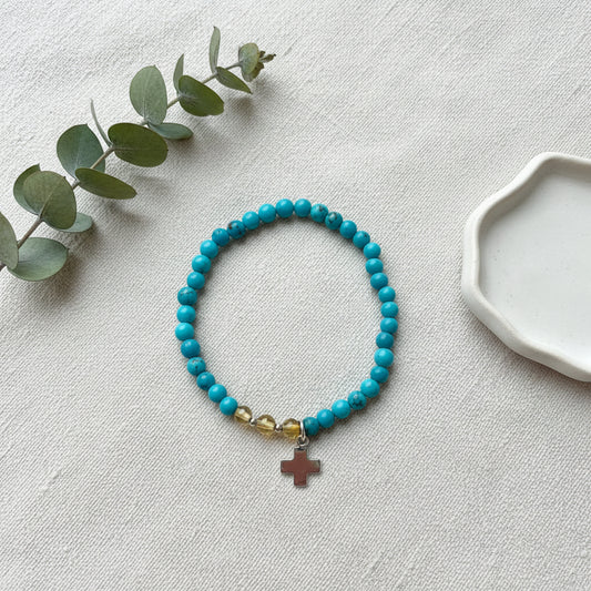 Pulsera Elástica Turquesa Dijes