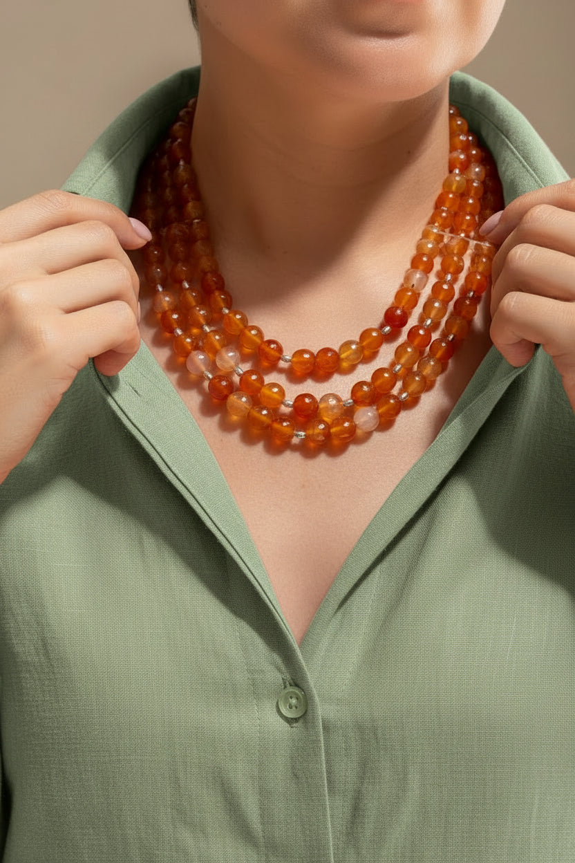 COLLAR TRIPLE CORNALINA